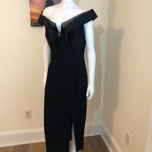 Off-Shoulder Black Sheath Dress - Aubrey Hepburn!